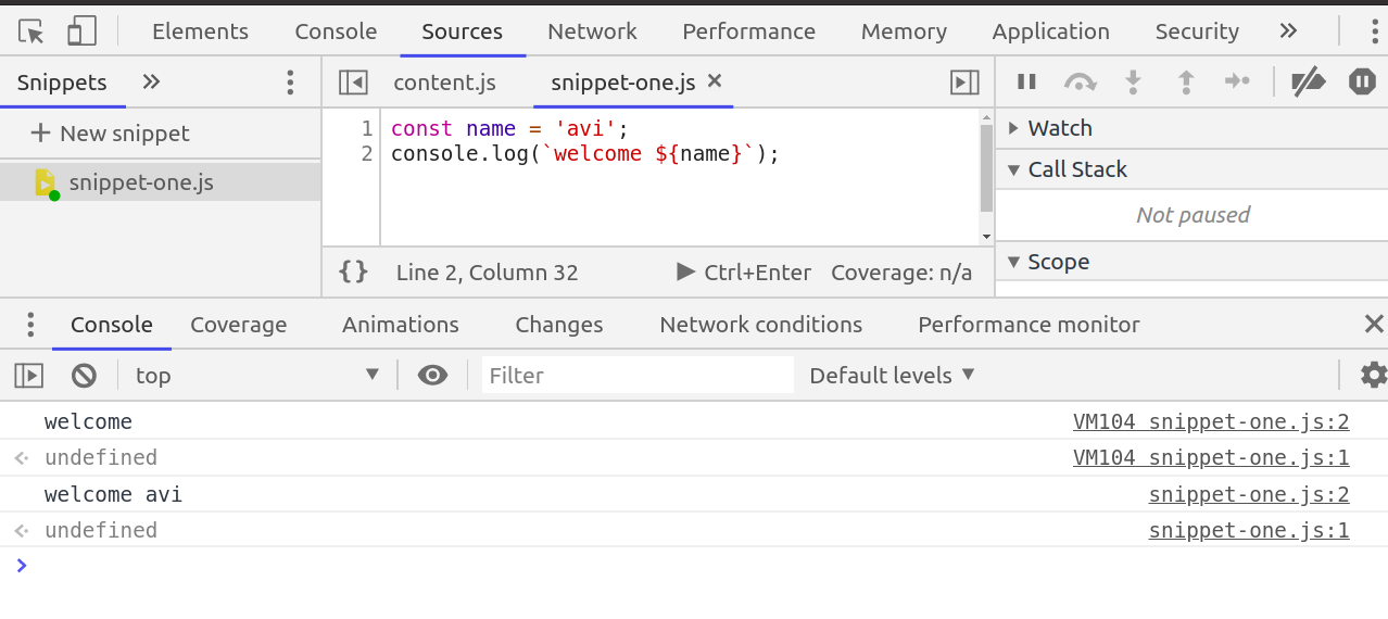 devtools snippets